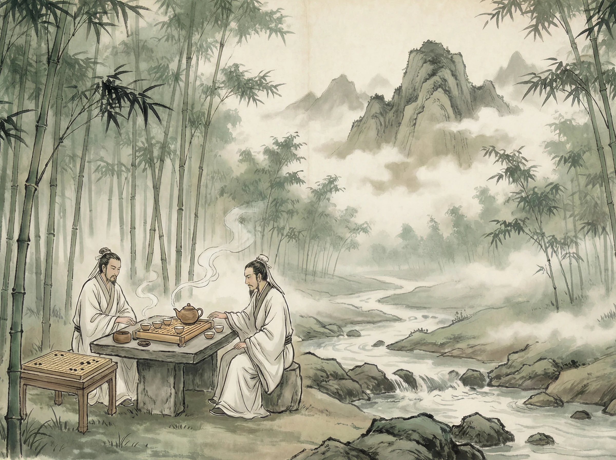 竹林中品茶对弈，体验 炸金花guanwang官网 禅意生活